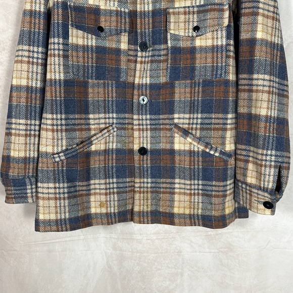 Pendleton Vintage 60's Mens XL Wool Check Plaid Flannel Thick Utility Jacket USA - Picture 5 of 12
